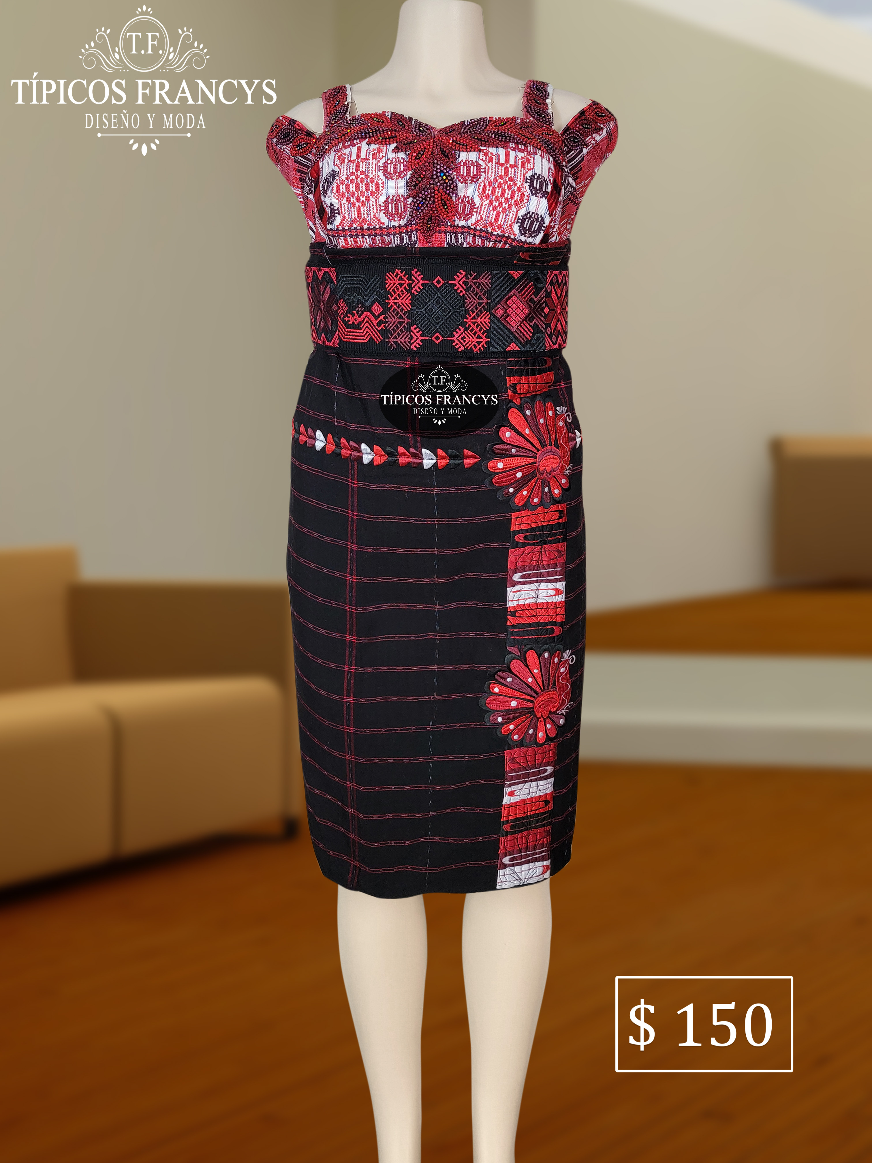 Traje de 3 piezas Rojo/Blanco Regional